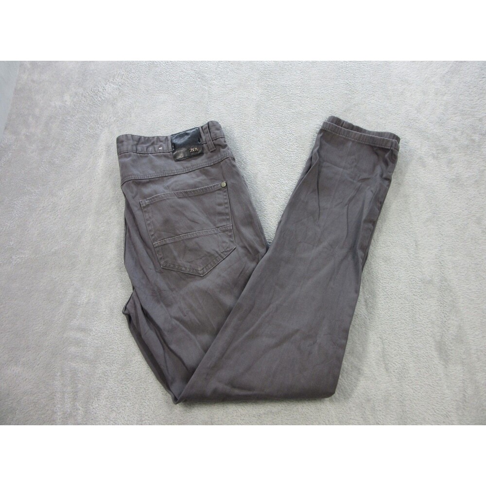 Zara Pants Men Sz. 32 (Actual 31x28.5) Skinny Fit Chino Flat Front Gray Pockets